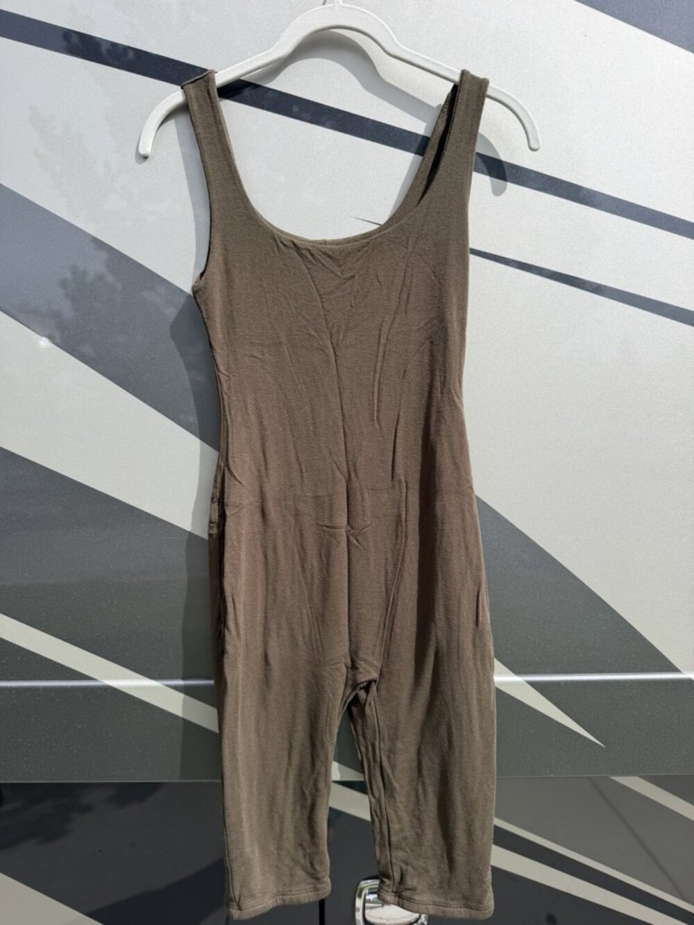 Naked Wardrobe army green sculpted tank bodysuit romper minimalist capsule M